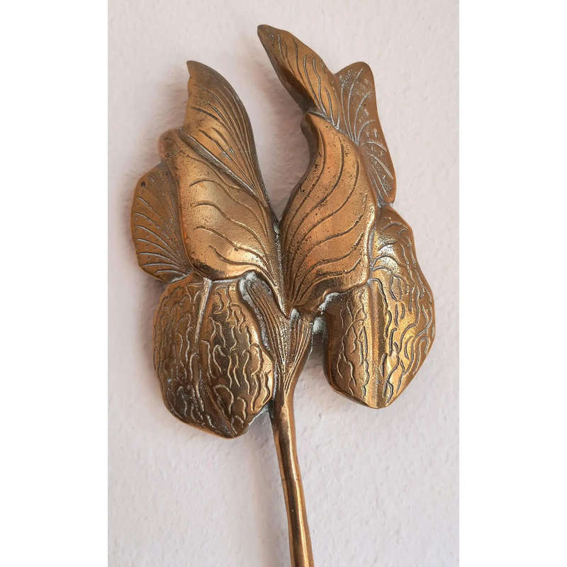 Brass Mid Century Iris Flower Botanical Wall Art