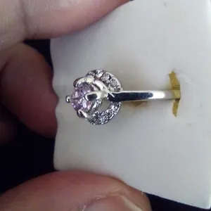 Pink CZ Silver Ring