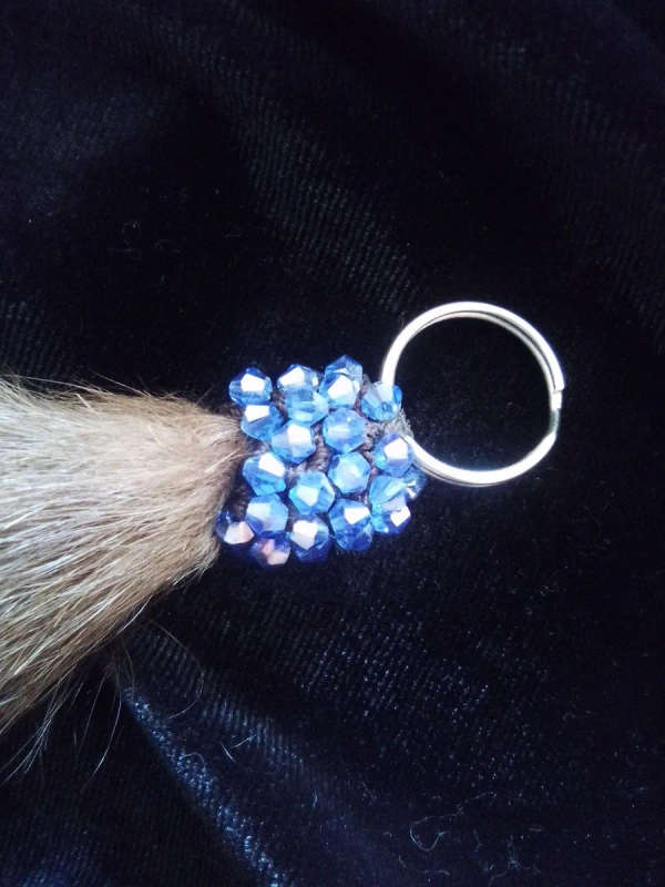 Swarovski Crystals, Mink Tail Key Ring - Turquoise