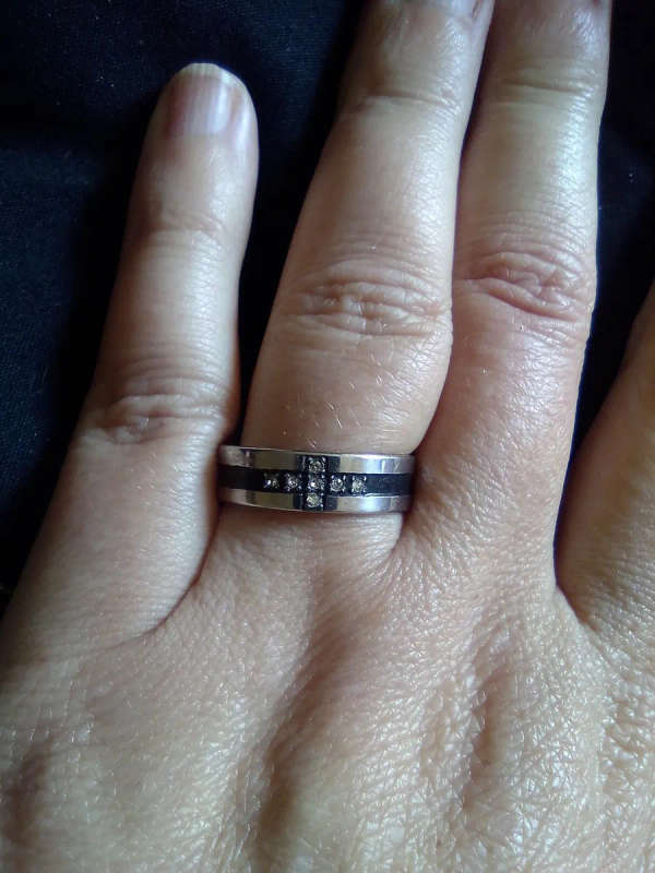 Stainless Steel CZ Cross Ring - Men