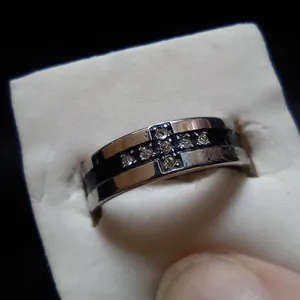 Stainless Steel CZ Cross Ring - Men