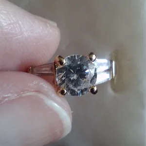 Engagement looking Cubic Zirconia gold ring