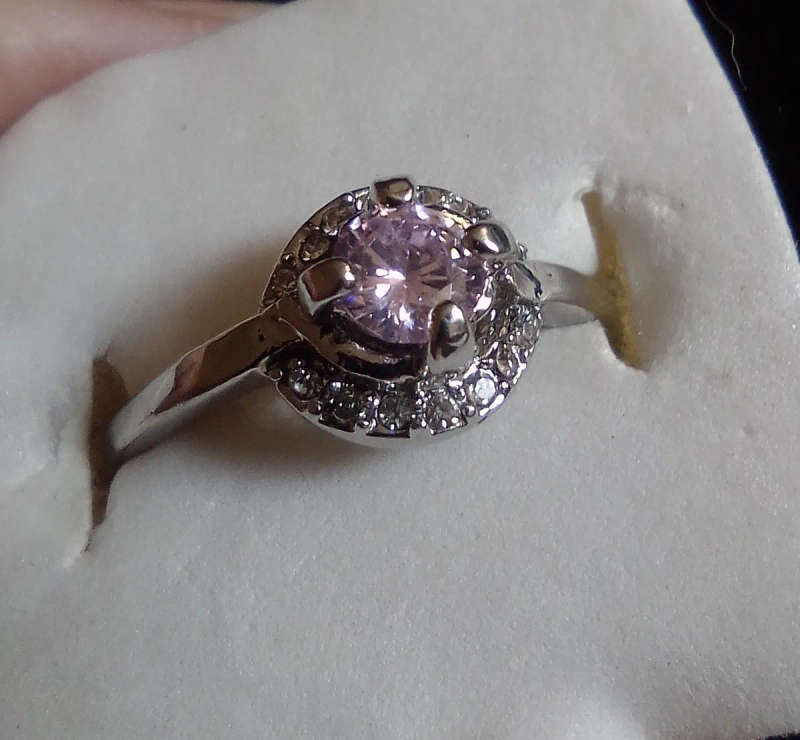 Pink CZ Silver Ring