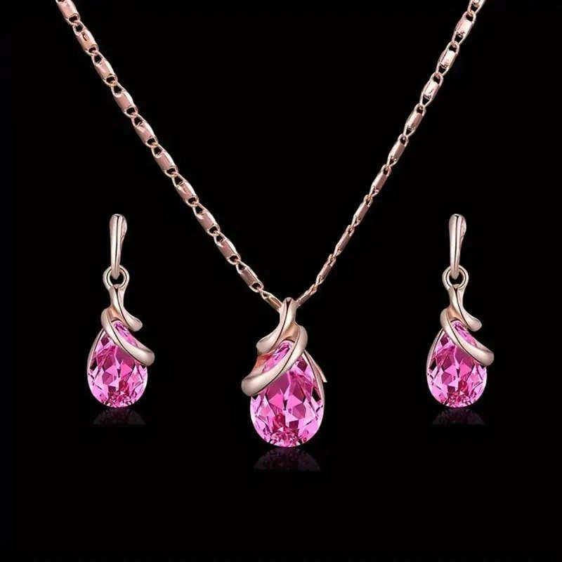 Pink Diamante Jewelry Set