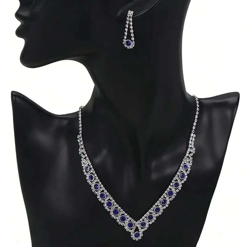 Blue and Silver Diamante Set