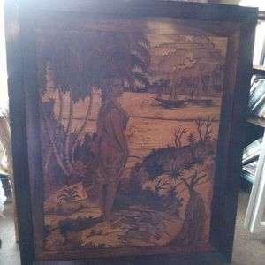 Vintage Marquetry Wood Picture