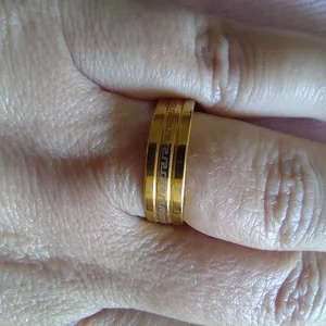 Gold Stainless Steel with Greek wave design Ring