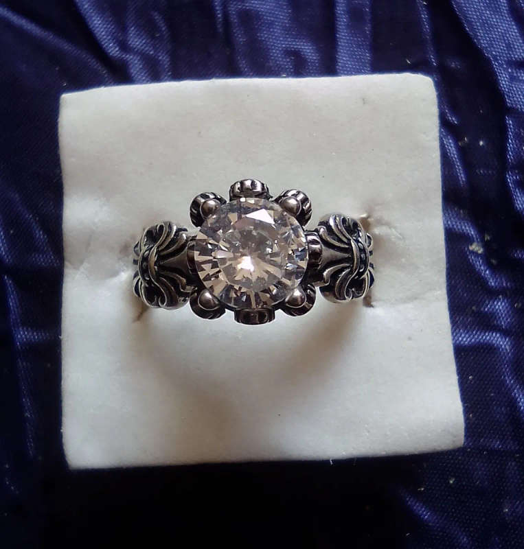 Silver Adjustable Clear Cubic Zirconia Ring
