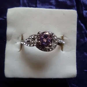 Pink Cubic Zirconia Silver Ring