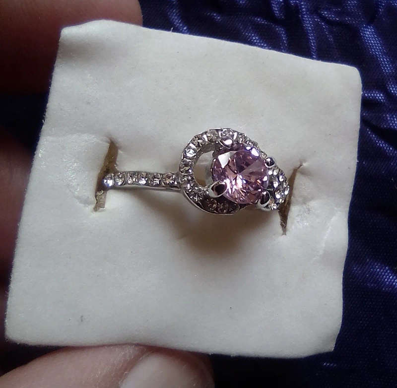 Pink Cubic Zirconia Silver Ring