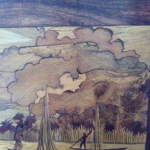 Vintage Marquetry Wood Picture