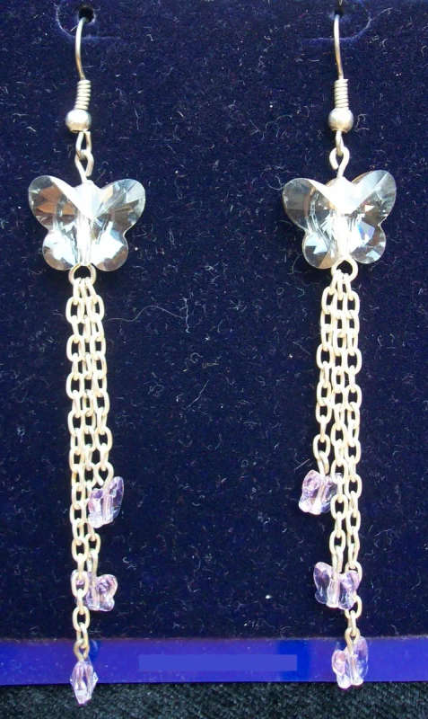 Genuine Crystal Butterfly Earrings - Grey