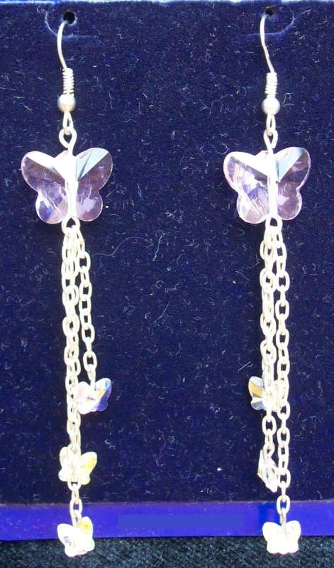 Swarovski Crystal Butterfly Earrings - Pink
