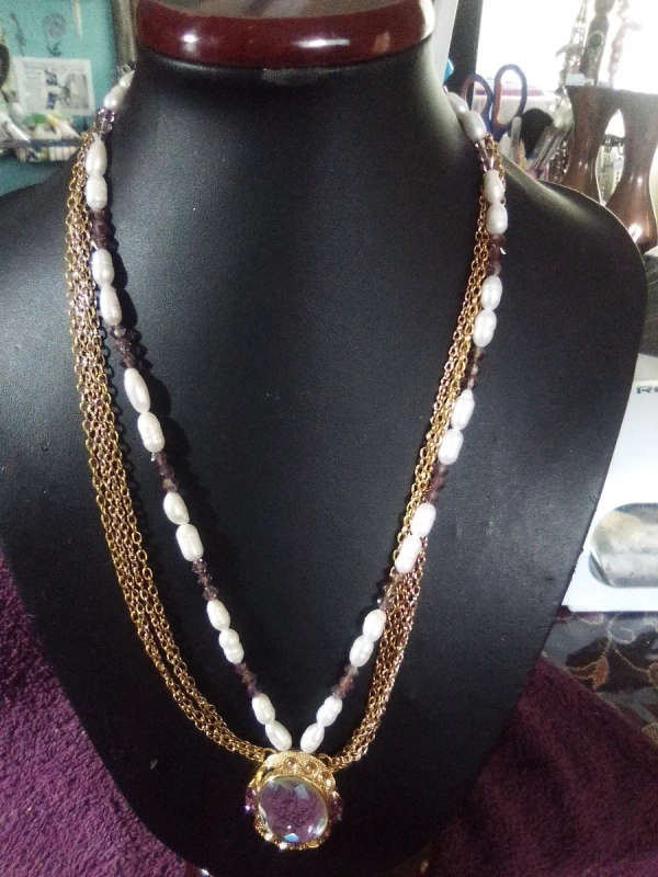 Swarovski and Pearl Necklace - Mirror.