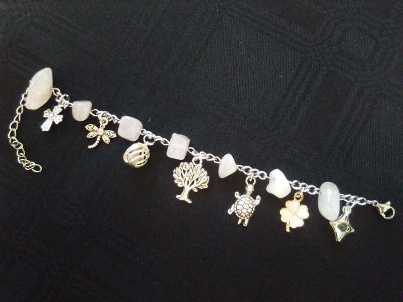 Rose Quartz Charm Bracelet - Tree of Life