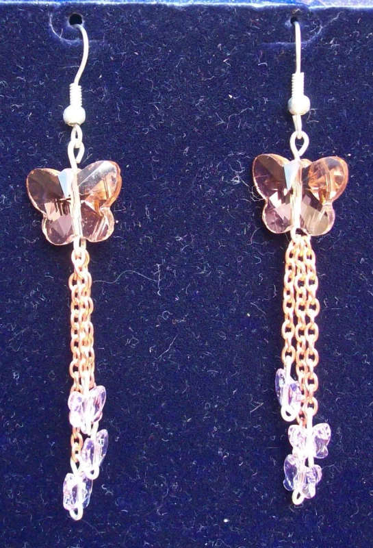 Swarovski Crystal Butterfly Earrings - Champagne