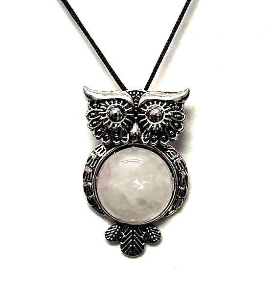Rose Quartz Owl Necklace