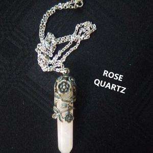 Rose Quartz Pendant Gemstone Necklace