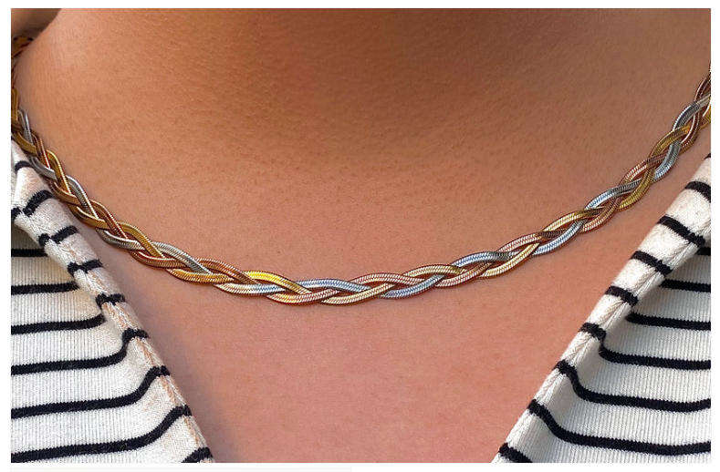 Tri Colour Stainless Steel Necklace
