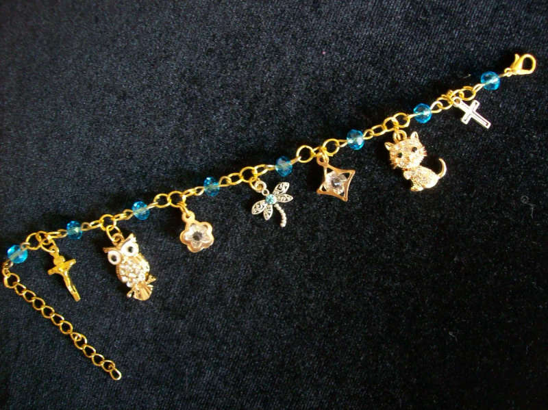 Austrian Crystal Charm Bracelet - Gold