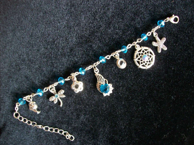 Aquamarine Austrian Crystal Charm Bracelet - Dream Catcher