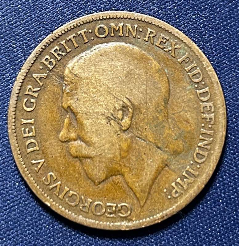 1917 One Penney Georgivs v dei gra:britt:omn:rex fid:def:ind:imp
