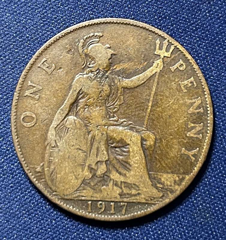 1917 One Penney Georgivs v dei gra:britt:omn:rex fid:def:ind:imp