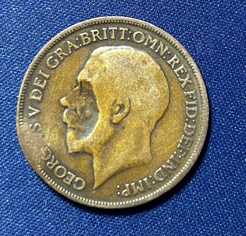 1918 One Penney Georgivs v dei gra:britt:omn:rex fid:def:ind:imp