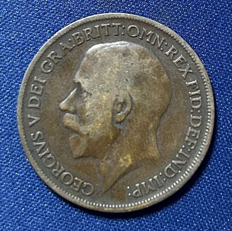 1918 One Penney Georgivs v dei gra:britt:omn:rex fid:def:ind:imp