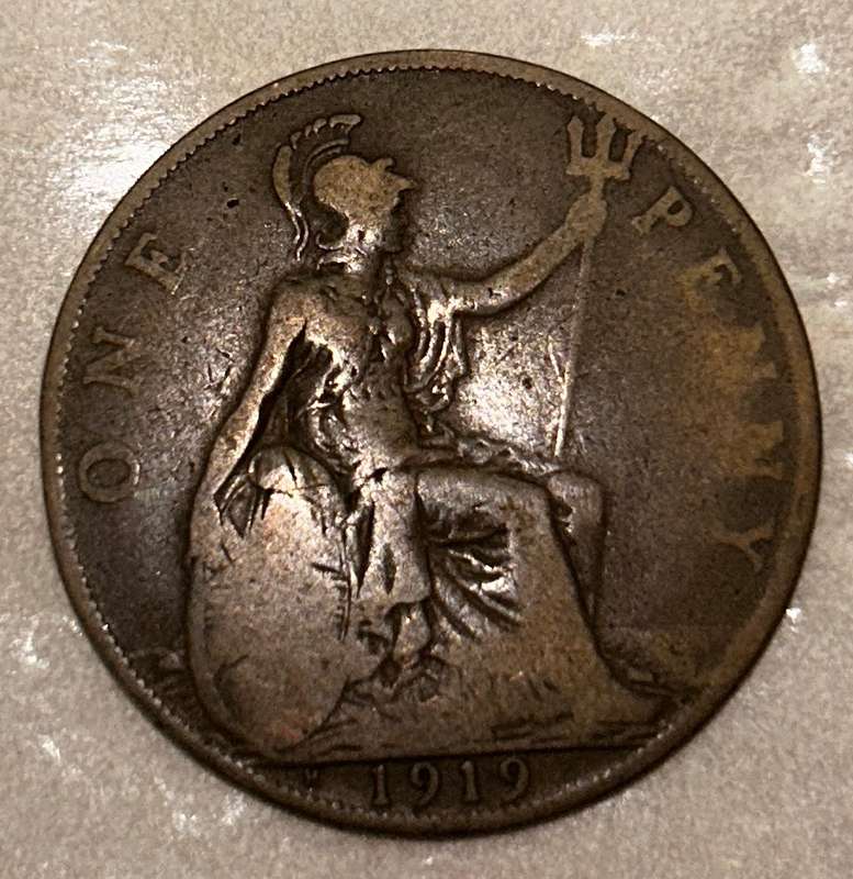 1919 One Penney Georgivs v dei gra:britt:omn:rex fid:def:ind:imp