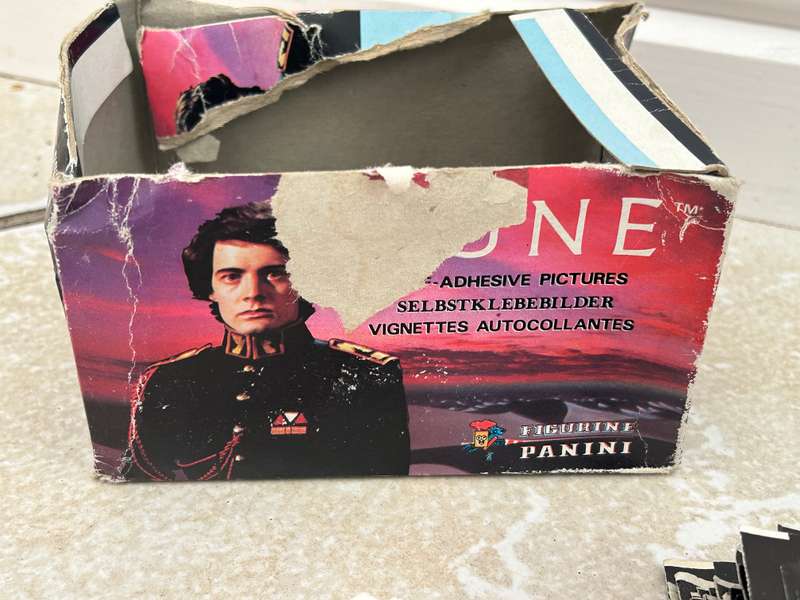 Vintage DUNE 1984 movie stickers lot of 172 of 180 stickers with original sticker box PANINI Italy