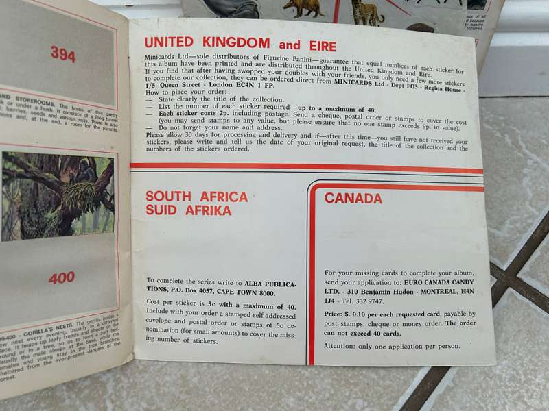 Two x 1978 MAMMALS albums by Panini Italy