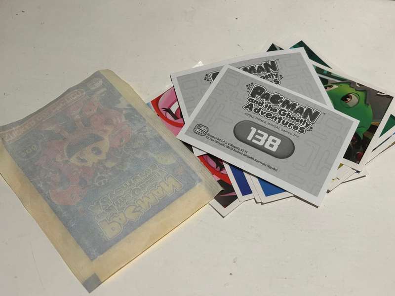 An open pack of 13 PAC-MAN and the Ghostly adventures stickers