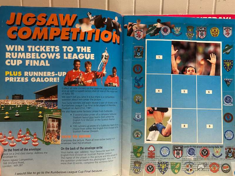 FOOTBALL 1991 British Football League clubs Panini Italy sticker album