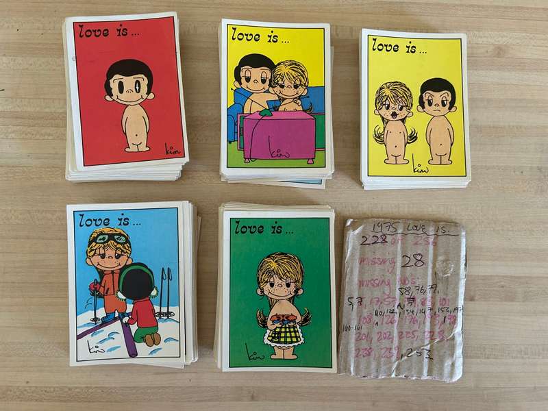 Vintage Panini Italy's 1978 LOVE IS Cartoon sticker collection with 228 of 256 missing only 28