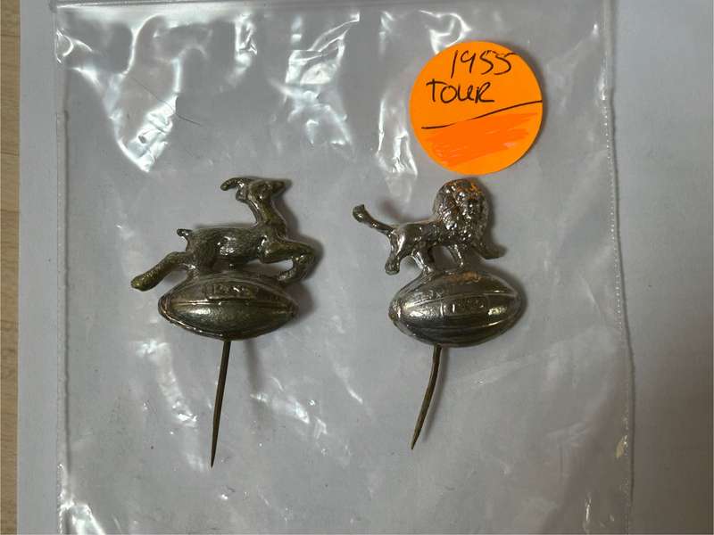 1955 South Africa RUGBY SPRINGBOKS Vs BRITISH LIONS & AUSTRALIAN TOUR Supporters metal Pins