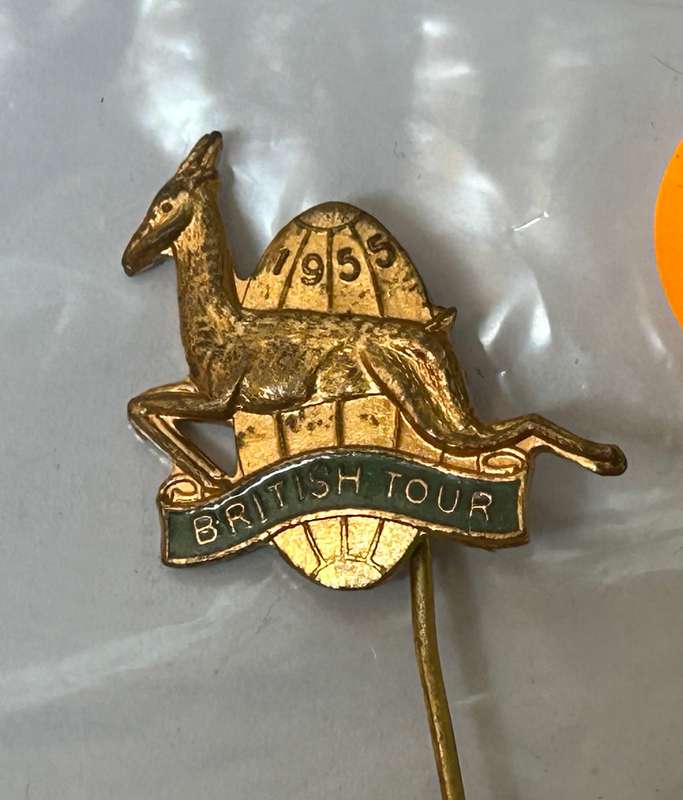 1955 South Africa RUGBY SPRINGBOKS Vs BRITISH LIONS & AUSTRALIAN TOUR Supporters metal Pins