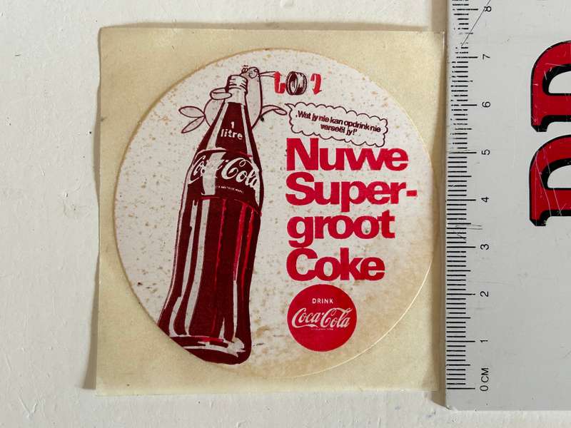 very rare Genuine South African Coca Cola company 1970s COKE 1L bottle Promotional Sticker