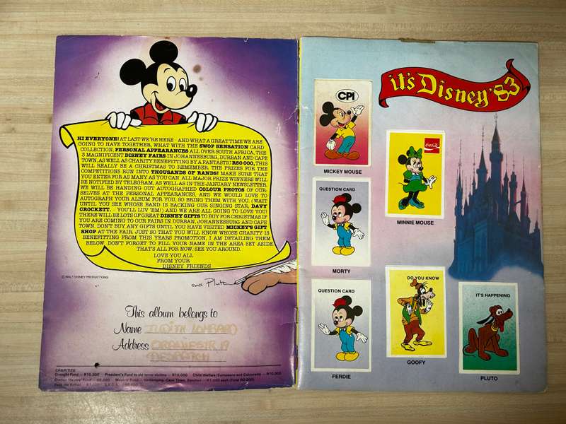 rare 1983 South African IT'S DISNEY 83 a Colin Penn Swop Sensation Sticker Album