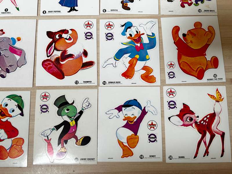 Texaco Caltex Oil DISNEY complete lot of 20 STICKERS Early 1970s South Africa exclusive