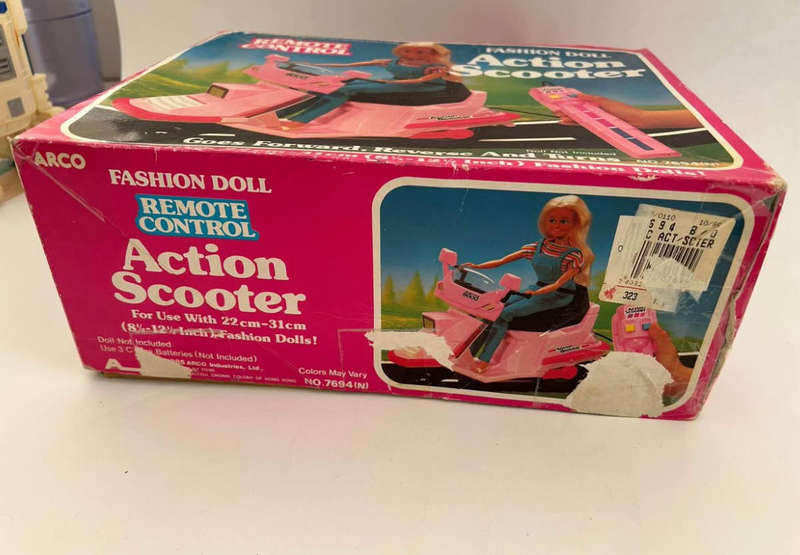 Vintage 1980s Barbie Doll style REMOTE CONTROL ACTION SCOOTER mint in box