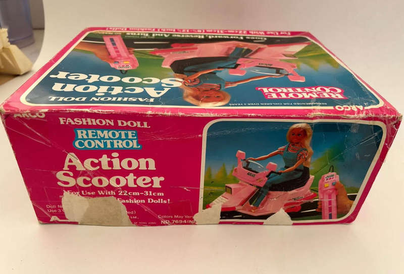 Vintage 1980s Barbie Doll style REMOTE CONTROL ACTION SCOOTER mint in box