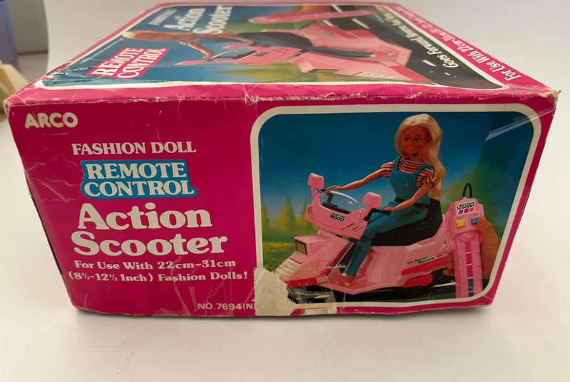 Vintage 1980s Barbie Doll style REMOTE CONTROL ACTION SCOOTER mint in box