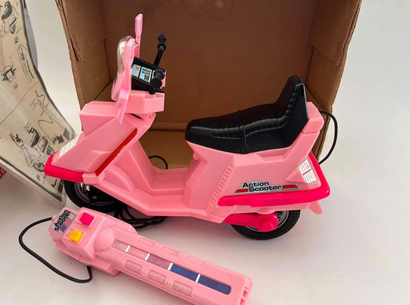 Vintage 1980s Barbie Doll style REMOTE CONTROL ACTION SCOOTER mint in box