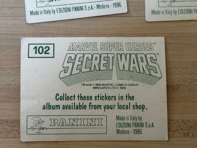 Loose lot of 9 x Marvel comics SECRET WARS stickers from 1984 Panini Italy