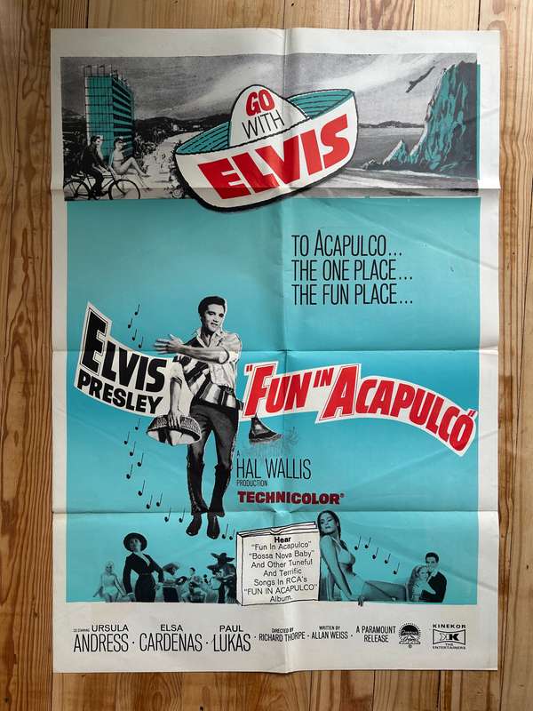 100% Original 1960s Elvis Presley FUN IN ACAPULCO Movie Poster - South African print