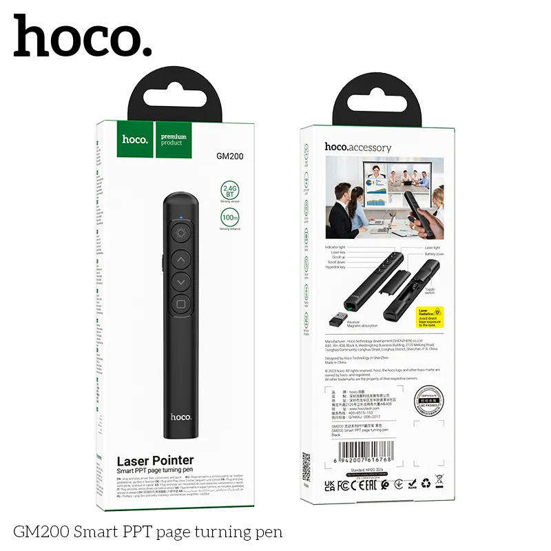 Hoco Wireless Bluetooth 2.4GHz Laser Pointer GM200 Smart PPT Page Turning Pen
