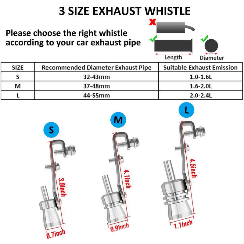 Turbo Sound Whistle Universal Exhaust Tail Pipe Whistle - Medium