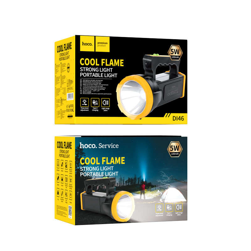 Hoco. Long Range White Light Rechargeable Portable Camping Torch | D146 - Unboxed