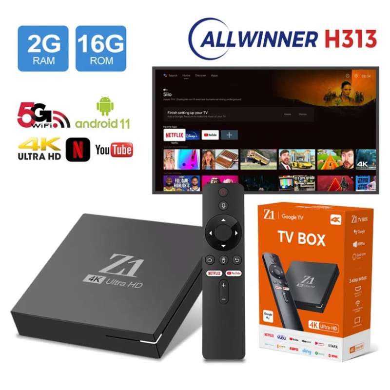 Latest Gen Android 11 Z1 with 4GB Ram TV Box & ATV OS, S905W2 Cpu Dual Band WiFi, BT5.2